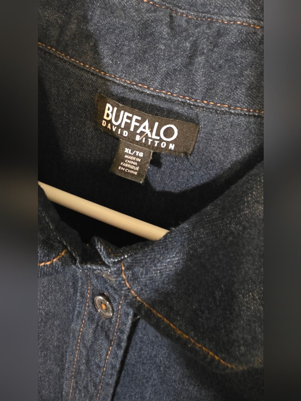 Buffalo David Bitton Dark Indigo Blue Stretch Denim Button-Down Shirt XL - Picture 6 of 10